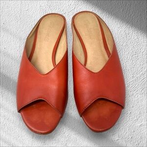 Madewell Red Leather Mules